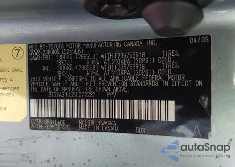 2005 Lexus Rx 330 from USA, damaged, VIN 2T2HA31U35C072287